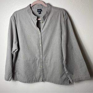 Eileen Fisher Gray Cotton Button Jacket Lightweight Pockets Size Large